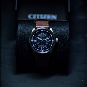 Men’s Citizen Avion Watch. With a Cool face and a leather strap.